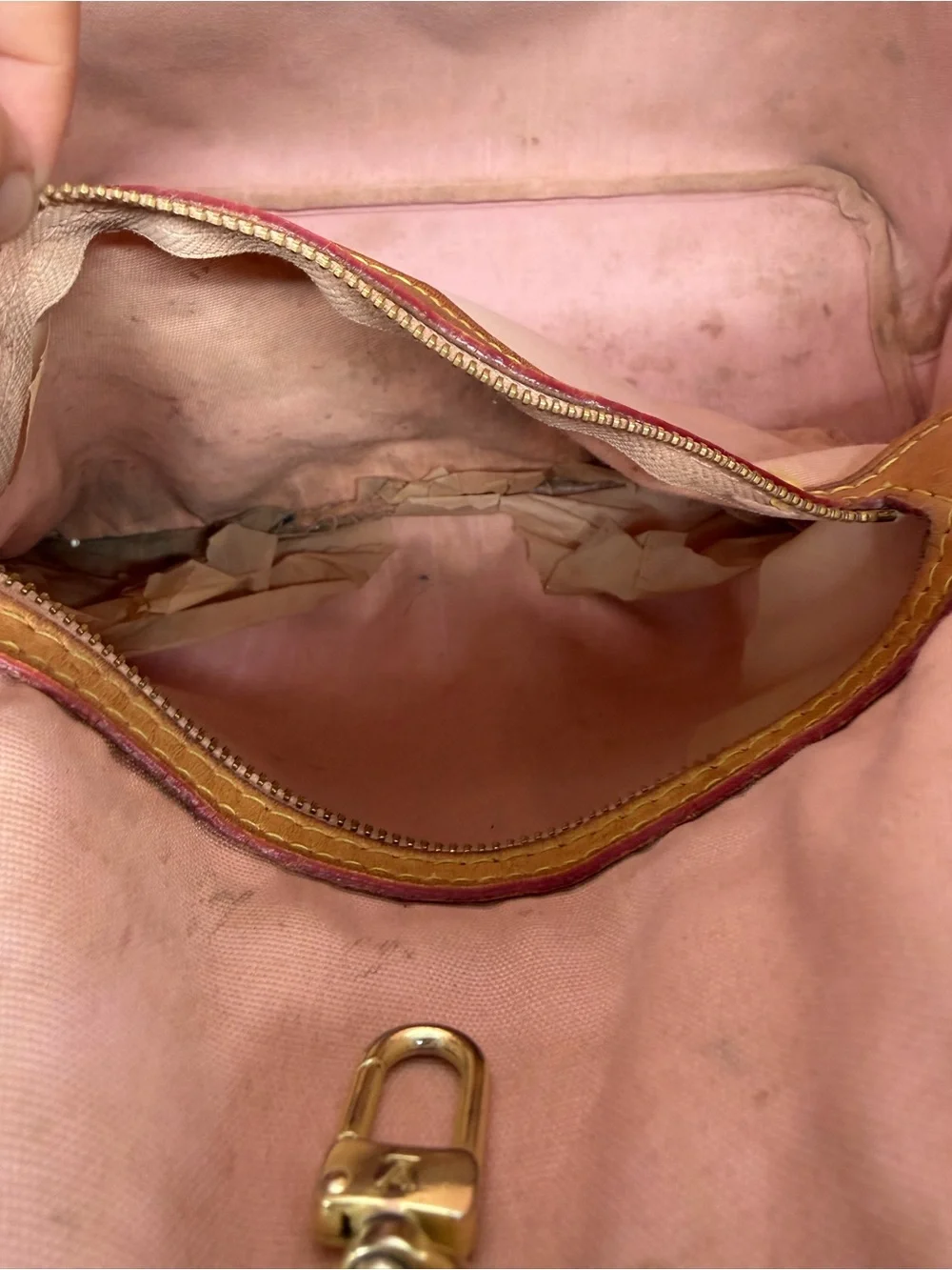 Louis Vuitton Neverfull MM Damier Azur Tote Rose Pink Interior